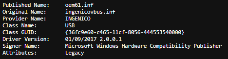 Find entry from pnputil command.