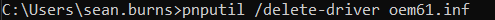Run pnputil pnputil /delete-driver oem#.inf in command prompt.