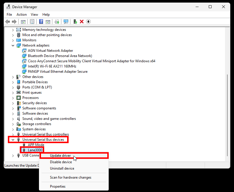 Find device and update driver.