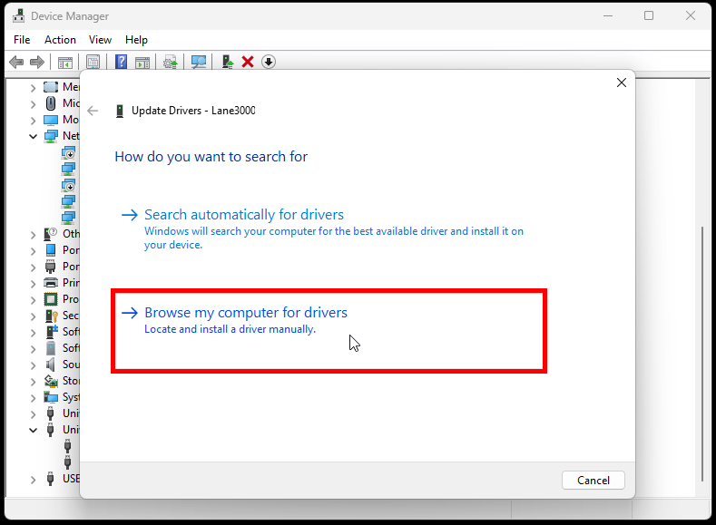 Browse for drivers.